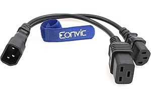 Eonvic IEC320 C14 auf C13+C19 EIN-zu-Zwei-Stromwandlungskabel, PDU/USV, Server-Verlängerungskabel, 30 cm
