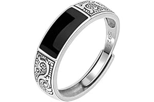 XJruixi Mode européenne et américaine Nouveau Dragon Vintage Motif Titane Acier Bague Hip Hop Hommes Seule Partie Ouverture Bague Réglable