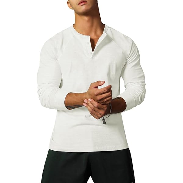 Maglietta Uomo Manica Lunga Henley - Cotone E Poliestere Slim Fit Con Bottoni, Taglie M-2XL - Foto 9