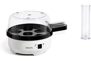 Krups Ovomat Speciell äggkokare, för upp till 7 ägg, inkl. vattenmätkopp med äggkärna, ägghållare, signalton, EG233115, vit/s