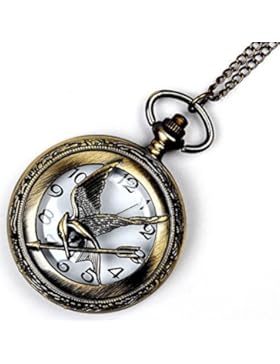 GSPStyle Damen Metall Taschenuhr Anhänger Halskette Quarz Uhren Durchbohrt Vogel Schmuck