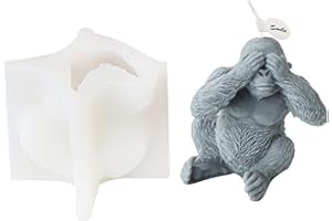 Xidmold 3D Gorilla Candle Mould Animal Gorilla Silicone Mold for Fondant, Epoxy Resin, Soy Wax Candle, Soap, Plaster, DIY Crafts (C)