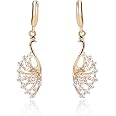 Crystalline Azuria Femme Clous Boucles d'Oreilles Papillon 18ct Plaqué Or Blanc avec Cristaux