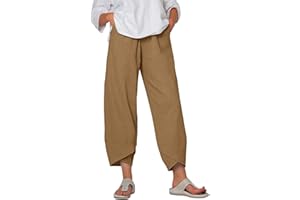 heekpek Pantaloni Donna Estivi Cotone Lino Leggeri Comodi Pantaloni Casual Donna Larghi Tinta Unita Pantaloni Spiaggia 9/10 Lunghezza