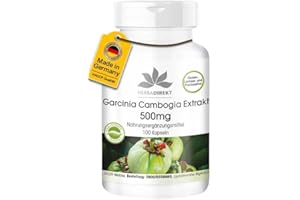 ‎HERBA DIREKT Garcinia Cambogia Extrakt 500mg - 100 Kapseln Tamarinde - standardisiert auf 60% HCA - Hochdosiert - Vegan | HERBADIREKT by Warnke Vitalstoffe - Deutsche Apothekenqualität