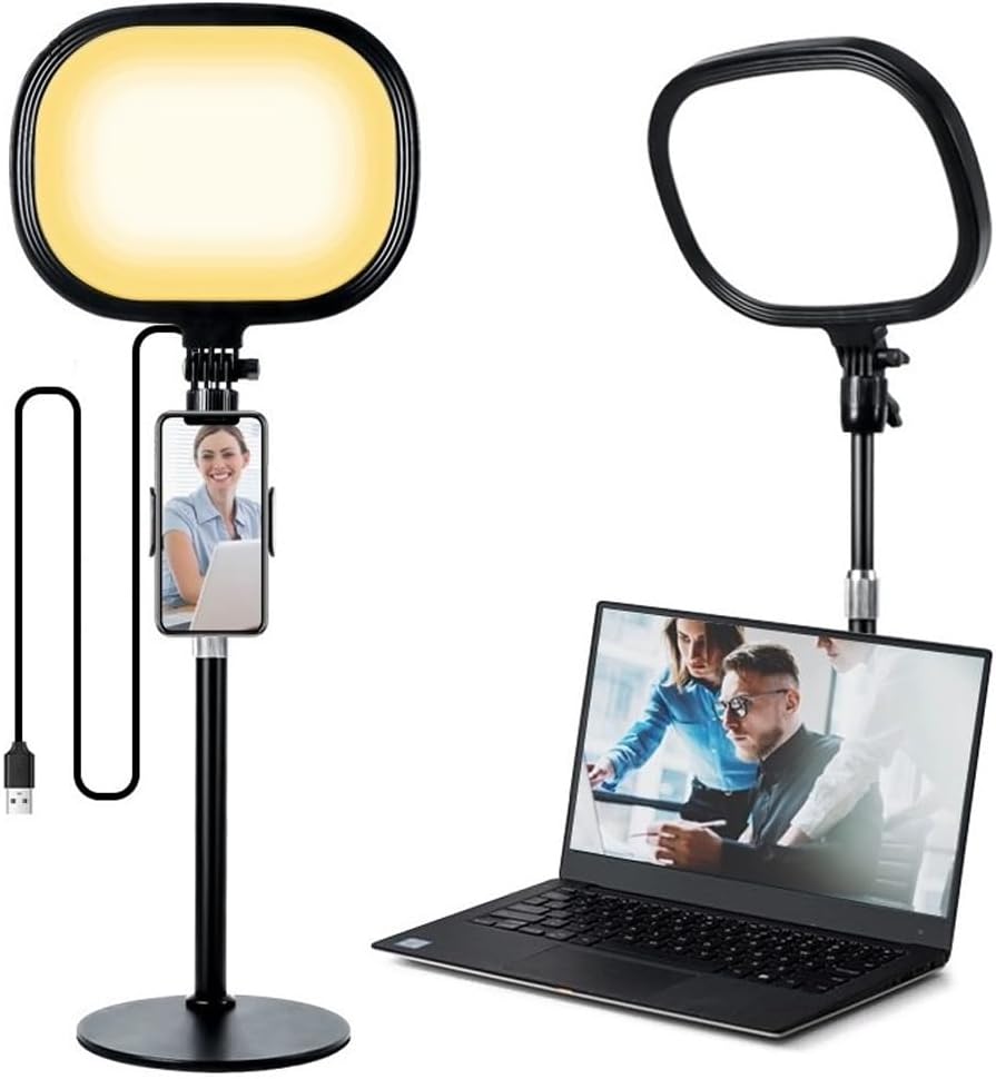 Coverzone Beyaz Sarı Led Aydınlatma Video ve Fotoğraf Çekimi için Sürekli Işık Youtuber Twich Yayın Işığı Ürün Göresel Fotoğraflama Tripodlu Aydınlatma 23cm SY-039 (SY-039)