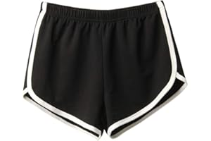 YEBIRAL Shorts für Damen Teenager Mädchen Sommer Kurz Hose Sporthose Frauen Elastische Taille Stoffhose Schlafhose Sport Jogging Yoga Shorts Hose mit Farbig Abgesetzen Rändern