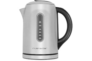 RIVIERA & BAR riviera&bar Bouilloire LOUNA à Température Réglable - Inox Satiné, Écran Rétroéclairé, Socle Pivotant 360°, Sécurité Anti-Surchauffe, Maintien au Chaud 30 Min - 1,5L - Inox