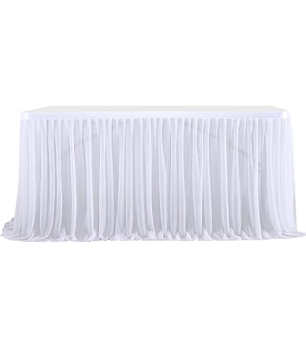 Skirting Excellent Tovaglia Con Balze Ecru/Crema 520x73 Cm Con Velcro - Per Tavoli 170x80 Cm O Diametro 160 Cm
