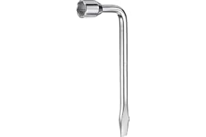 QUARKZMAN Bildäck-reservhjulkrysnyckel 24 mm kolstål L-typ med slitsad sexkantsnyckel L-format däckreparationsverktyg för for