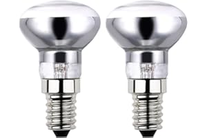Sunnylinn 2X R39 E14 25W Lava Lamp Bulbs 240V, Small Edison Screw SES Reflector Spot Lava Lamp Bulbs Dimmable, SES Warm White 2600K Energy Saving R39 Spotlight Bulbs (Silver Base).