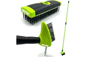 Awan Marketing 3 in 1 Telescopic Weed Remover Brush Wire Head Paving Decking Clean Scrub Moss Weed Remover Tool Wire Brush Scraper Set with Metal Broom & Weed Removal Head