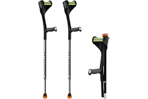 KOOLSHIRO Folding Crutches for Adults, Elbow Crutches for Women Men, Lightweight Height Adjustable Crutches with Comfy Handle, Ergonomic Grip Forearm Crutches with Non-Slip Base Mobility and Walking Aids(2PCS)