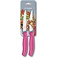 Victorinox Swiss Classic, Steak and Pizza Knife, Extra Sharp Blade, Wavy Edge, 12 cm, Plastic Handle, Stainless Steel, Pink