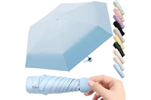 Thryviel Mini paraguas, sombrilla ligera y portátil, sombrilla de protección solar, paraguas de lluvia o sol, plegable UV al aire libre, para hombres, mujeres y niños de viaje