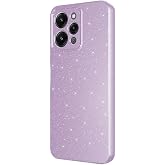 Coverzone Xiaomi Redmi 12 ile uyumlu Z-Jelly Kılıf Kamera Korumalı Simli Işılıtılı Renkli Parlak Silikon Kapak-Lila