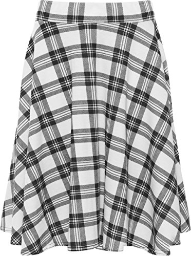 Womens Plus Size Tartan Check Print Elastic Ladies Short Skater Skirt - Sizes 14-28