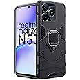 TheGiftKart Tough Armor Bumper Back Case Cover for Realme Narzo N53 / Realme C53 / Realme C51 | Ring Holder & Kickstand in-Built | Hard Back Cover for Realme C53 / C51 / Narzo N53 (PC & TPU, Black)