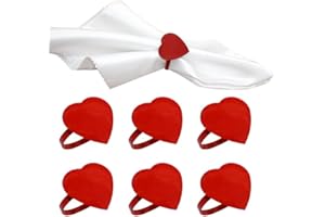 Fopytu Cœur De Serviettes De Serviette, 6 Pcs Rouge Heart Ronds De Serve
