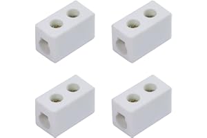 BORDSTRACT Bornier céramique 1 voie, 30A 250V Connecteurs céramique porcelaine haute température avec ouverture d'entrée6mm pour câble électrique, et diverses situations de câblage(4pcs)