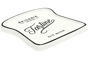 HOME DECO FACTORY, KA5978, Piatto Toast dal Design Elegante in Gres, Ideale per Brunch e Cene, Resistente e Facile da Pulire, Dimensioni 17x16 cm, Colori Bianco e Nero