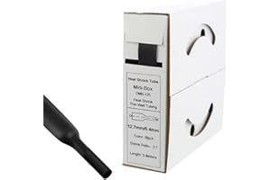 Offgridtec 5m Schrumpfschlauch mit Kleber 12,7mm > 6,4mm Schrumpfrate, Dual-Wand, Halogenfrei, Flammhemmend, Wasserdichte Kabelisolierung, Leicht zu Schneiden, Inklusive Spenderbox, Schwarz