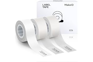 MakeID Etiquette Autocollantes, Ruban Remplacement pour Étiqueteuse Thermique, Autocollant Personnalisé 16 mm x 4 m, Pack de 3 (2 x T, 1 x B)
