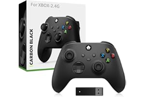 HESUPY Manette de jeu sans fil pour Xbox Serise X/S avec récepteur sans fil 2,4 G, poignée de jeu antidérapante pour PC (noir)