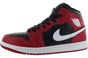 Jordan Men's 1 Mid Black/White-Gym Red (DQ8426 061)