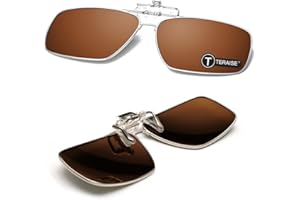 TERAISE Metallic Rim Polarized Clip-on Sunglasses Men’s Clip on Sunglasses With Flip Up Function Suitable Driving Outdoor Sports