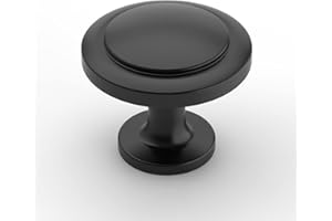 9BUILD 10 Pack Matte Black Drawer Knobs Round Cabinet Knobs Black Cupboard Knobs Kitchen Door Knobs Drawer Handles and Knobs Zinc Alloy Dresser Knobs Black Knobs