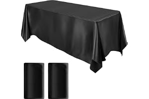 MCEAST 2 Pack Satin Rectangular Tablecloth, 102 x 58 Inches, Black | Glossy Smooth Silk Fabric Tablecloth, Elegant Table Overlay Decor for Wedding, Banquet, Party Celebration