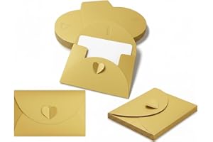 PERSENTU 20PCS Mini Gift Card Envelopes, Gold Envelopes, Handmade Seed Envelope Cards Envelope Blank Greeting Cards Gifts for Christmas Cards Thank You Invitation Birthday Wedding and Party Favors