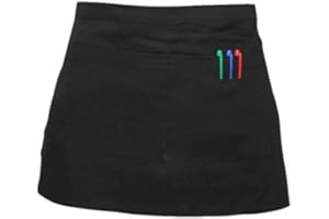 FASHION REVIEW [Black, One Size] New Chefs Waiters Cooks Restaurant BAR Black & White Short Waist Pocket Apron