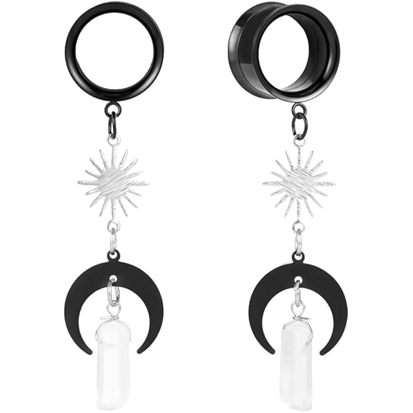 Beyoutifulthings Ohr-Tunnel Tropfen Anhänger Silber Mit Zirkonia - Edelstahl Ohrschmück Mit Schraubverschluss 6-16mm