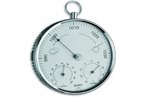 TFA Dostmann Stazione Meteo analogica, 20.3006.42 con Anello in Metallo, barometro, termometro, igrometro, Argento