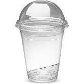 ABD 100 Clear Smoothie Cups, 300 ml, Domed Lids, Reusable, Spill Proof (100 Pack, 300 ml)