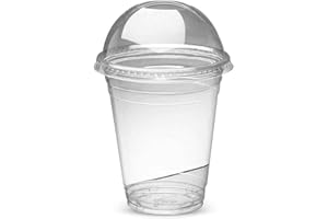 ABD 50 Vasos Batidos Transparentes, 500 ml, Tapas Abovedadas, Reutilizables, Prueba de Derrames (50 unidades, 500 ml)