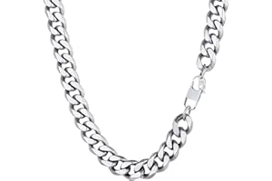 PROSTEEL Collar de Cadena Cubana 3mm/6mm/9mm/12mm Ancho y 36-76cm de Longitud Opcional Acero Inoxidable Chapado en 18K/Metal Negro con Caja de Regalo