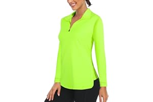 Gemulate Ladies Golf Tops Long Sleeve Polo Shirts for Women UPF50+ Half Zip Moisture Wicking Gym Sports Shirt S-2XL