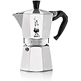 Bialetti Caffettiera Moka Express 6 Tazze, Manico anti scottatura, Non adatta a induzione, 6 Tazze (270 ml), Alluminio