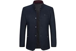 Allthemen Wintermantel Herren Kurzmantel Slim Fit Mantel mit Stehkragen Wolle Warm Wollmantel Business Freizeit