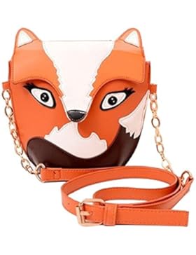 SODIAL(R) Neue Fashion Frauen lederne Handtaschen Karikaturbeutel Fuchsschulterbeutel Frauen Kurierbeutel Orange