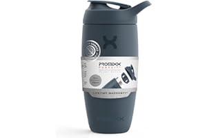Promixx Shaker Bottle – Premium Protein Shaker Flasche für Supplement Shakes – Easy Clean, Edelstahlbecher (550 ml, Mitternachtsblau)