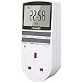 Awootsv Digital Timer Plug Socket with LCD Display 24 Hours/Weekly Indoor Automatic Timer Switch for Lights Plug Socket in Electrical for Home Appliances Timers Socket for Home Security
