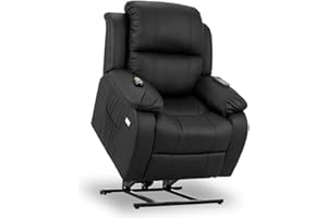 ZZ DON DESCANSO - Sillón Relax Eléctrico Levanta Personas Trevi Negro con Reclinación 160º, 10 Programas, Temporizador, Calor Lumbar, Sist. Masaje 4 Zonas y Acabado PU [Incluye Mando]