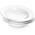 Masroo Soup Bowls, Pasta Bowls Plates, White Salad Bowls Set of 4, Porcelain Wide Rim Bowls, 560ml, Microwave & Dishwasher Safe
