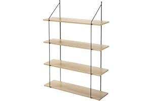 CALICOSY - Wandregal 4 Regalböden - Holzoptik - Spanplatten - Metallträger - Regal zur Wandmontage - Für Wohnzimmer, Flur, Salon oder Schlafzimmer - Industrial Design - B 60 x T 16 x H 80 cm