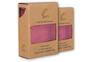 SVATV Handcrafted Sapone with Lavender & Green Tea | Soothing Herbs | Moisturized skin - Traditional Ayurvedic Herbal body Sapone bars for Men & Women, all skin types 125g x2 Bars