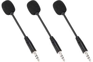 ASHATA Mini Microphones, Mini Microphone capacitif étendu et réglable 3PCS, avec Prise Jack 3.5mm, pour téléphone Portable